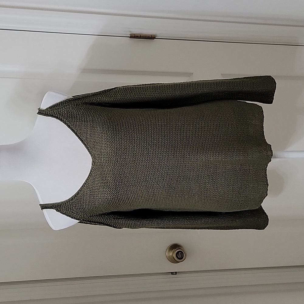 Alya Size M Dark Olive Green Cold Shoulder V-Neck Sweater, Gently Used Condition